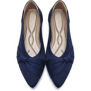 Women's Pointed Toe Knit Blue Flats Comfortable Lightweight Dressy Casual Shoes